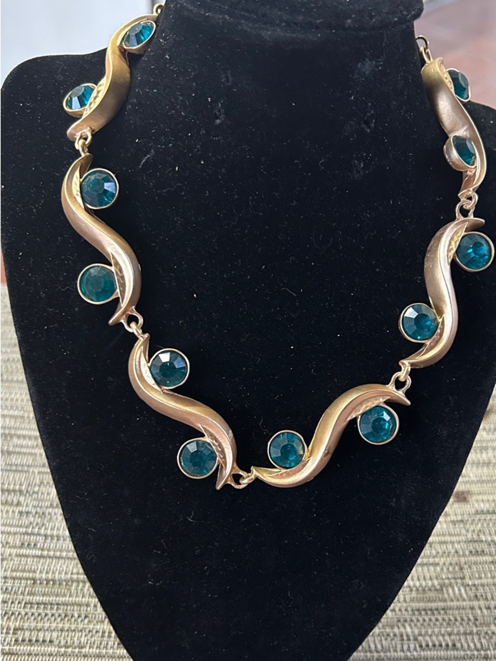 ON SALE GOING FAST!!!Jewelry Gold-Tone Necklace with Teal Gemstones - Picture 2 of 3
